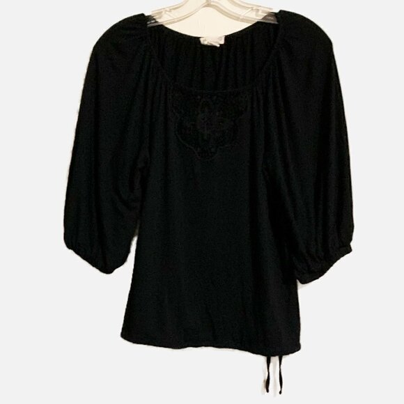 Urban Outfitters Tops - URBAN OUTFITTERS TIKIRANI Eyelet Lace Black Blouse. Size Large